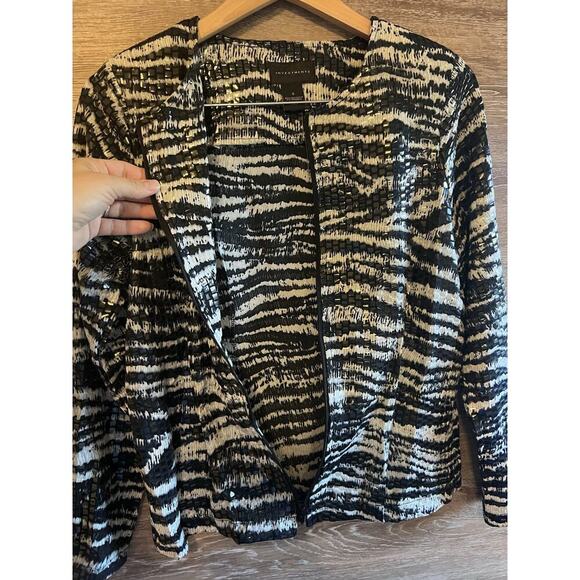 Office Career Zebra Jacket Sz Small Elegant Zipper Timeless Classic - Picture 3 of 10